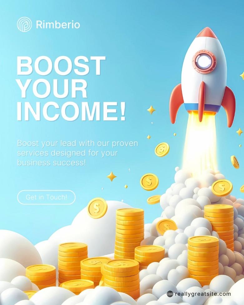 Original English business growth creative with a rocket